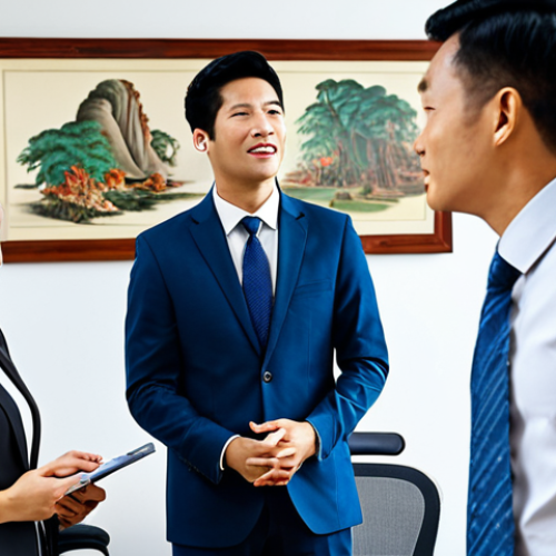 **

A diverse group of business professionals in a modern office setting, engaging in a meeting. Focus on positive non-verbal cues: active listening, nodding, open postures. The scene emphasizes cross-cultural understanding and respect. Participants are fully clothed in appropriate business attire. Include a subtle display of local Vietnamese art in the background. safe for work, appropriate content, fully clothed, professional, modest, perfect anatomy, natural proportions, professional photography, high quality.

**