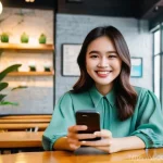 인터넷과 글로벌 커뮤니티 - **Prompt 1: Modern Vietnamese Social Media Creator**
    A cheerful young Vietnamese woman, in her e...